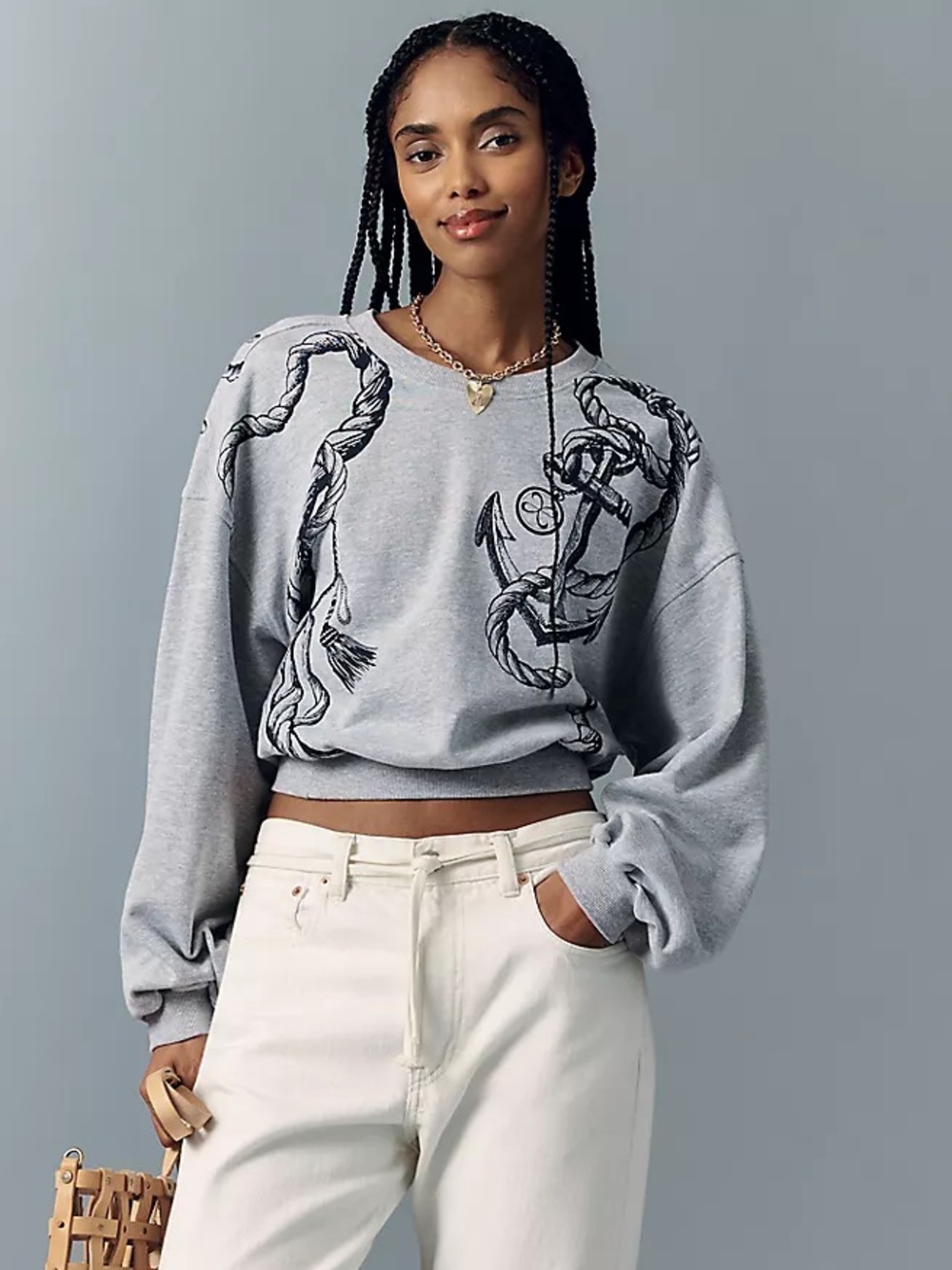 NWT Size M -Anthropologie Cotton Blend light weight nautical Sweatshirt (US$88)
